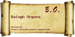 Balogh Orgona névjegykártya
